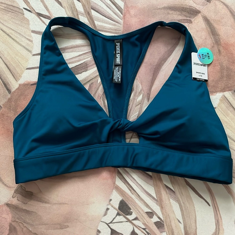 NWT Teal PINK Sport Gym to Swim Sports Bra